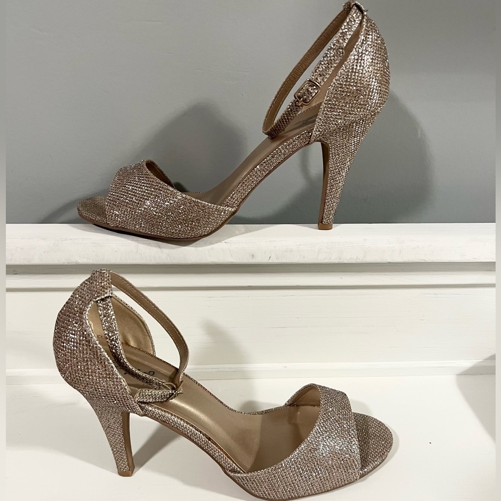 Cupid champagne glittery heels size 10